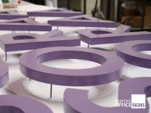 purple 3d metal letters